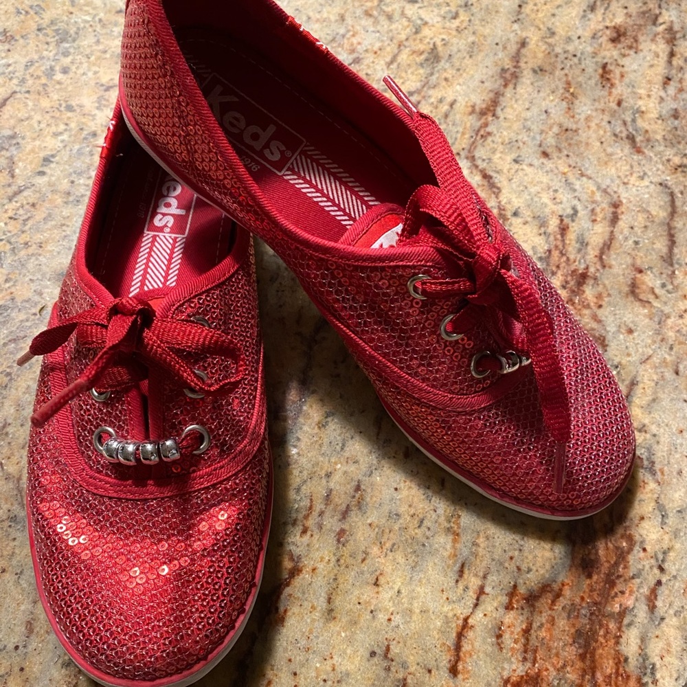 Keds Red Sequin sneakers *size 4.5*